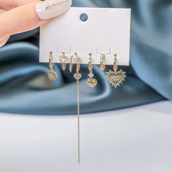 Women's Fashion Versatile Love Fringe Earrings Set