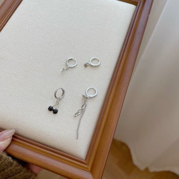 Black Small Cherry Earring Set Combination Stud Earrings