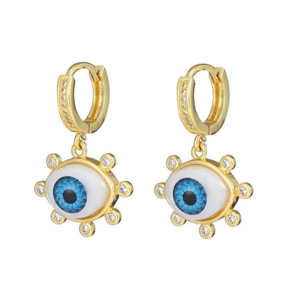Personalized Blue Eye Color Preserving Bronze Micro Set Earrings