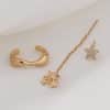 Five-pointed Star Set Ear Clip Stud Copper Micro-zircon Earrings