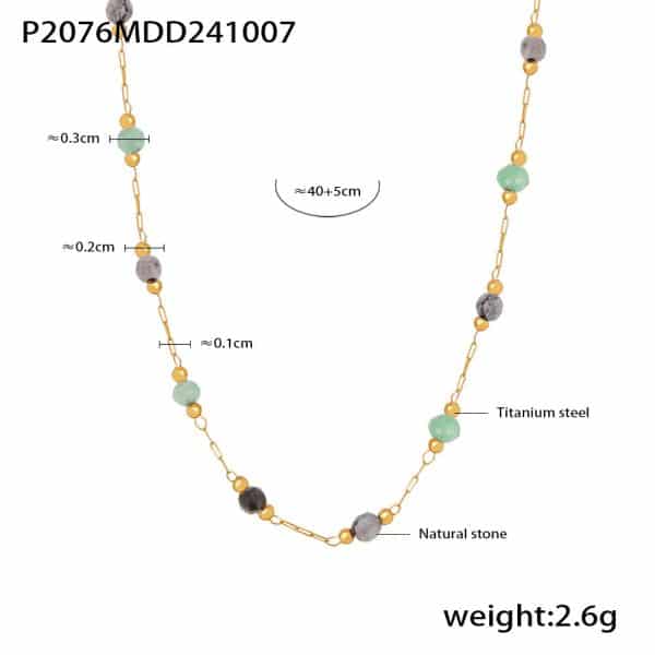 Ferris Wheel Ins Blue Gold Natural Stone Handmade Beaded Clavicle Necklace