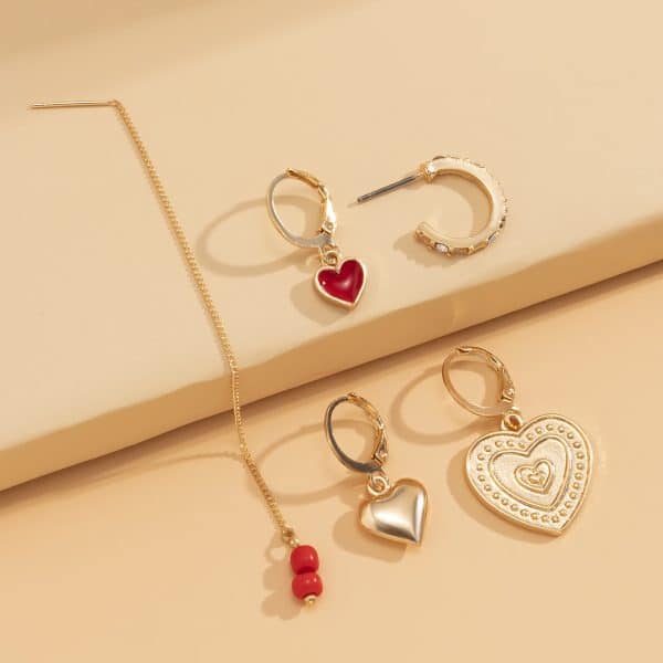 Fashion Drop Nectarine Heart Metal Set Earrings