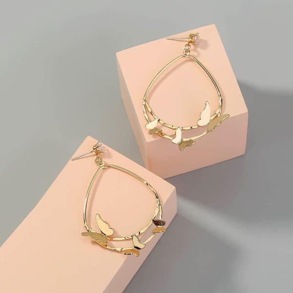 Double Drop-shaped Multiple Butterfly Earrings