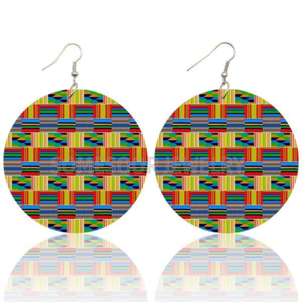Bohemian Set Fashion Color Printing Earrings Exaggerated European And American Trend Simple Style Earrings