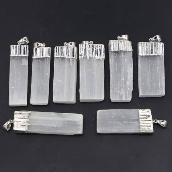 Gold Silver Natural Stone Gypsum Brimmed Pendant