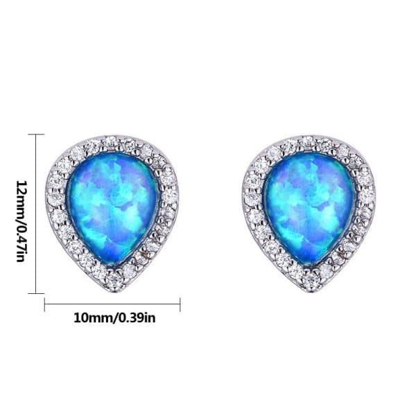 Drop Shape Blue Opal Opal Stud Earrings Cute Girl Drop-shaped Earrings