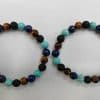 Tiger Eye Volcano Stone Orchid Pine Matte Blue Gold Stone Bracelet