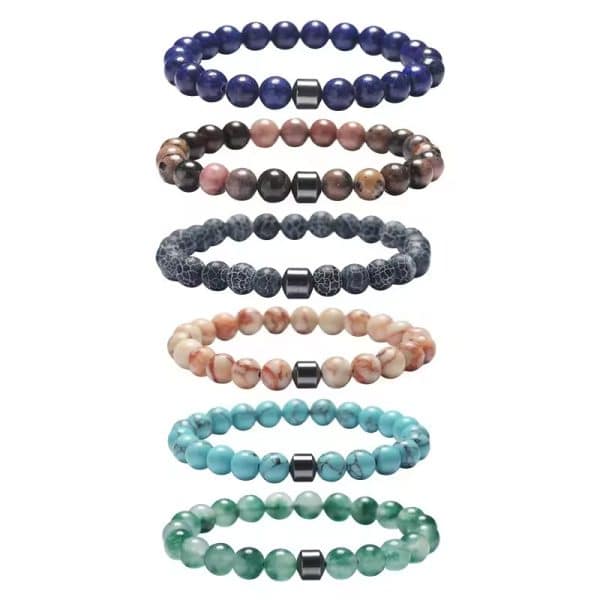 Natural Gemstone Bracelet Vintage Stone Beads Men Women Jewelry