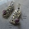 Vintage Carved Geometric Square Water Drop Amethyst Earrings