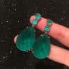 Green Water Drop Earrings Are Extravagant And Exaggerated