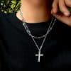 Crystal Cross Necklace Men's Retro High Sense