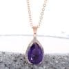 Water Drop Rose Gold Rhinestone Elegant Pink Color Necklace