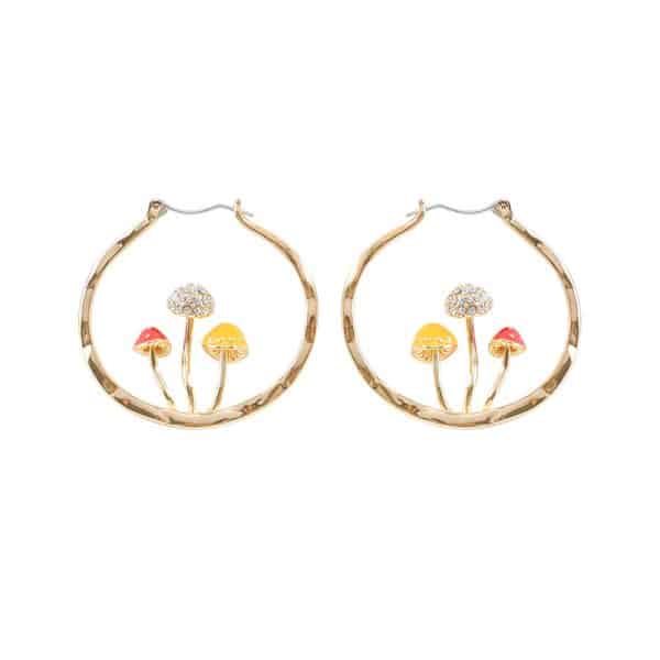 Boho Hoops Trendy Vintage Gold Mushroom Look