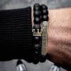 Frosted Stone Volcanic Stone Combination Beaded Men's Bracelet