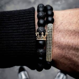 Frosted Stone Volcanic Stone Combination Beaded Men's Bracelet