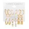 Nine Pairs Of Creative Retro Pearl Ring Earrings Set Summer Beauty