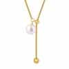 Female Date Titanium Steel Round Bead Tassel Pendant Necklace