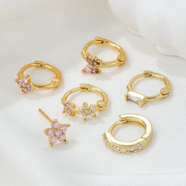 Fashion Zircon Flower Set Earrings