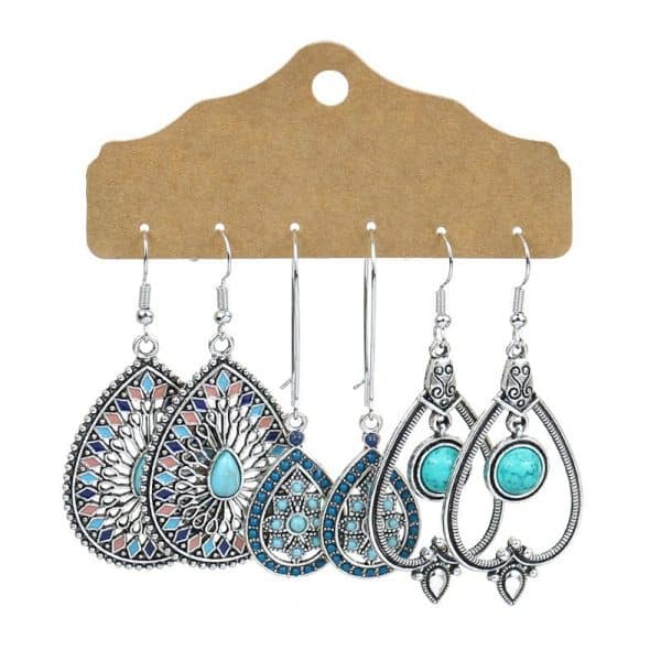 6-piece Set Tassel Bohemian Ethnic Style Hollow Stud Earrings
