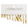 6 Pairs Simple C- Type Metal Twist Earrings Set