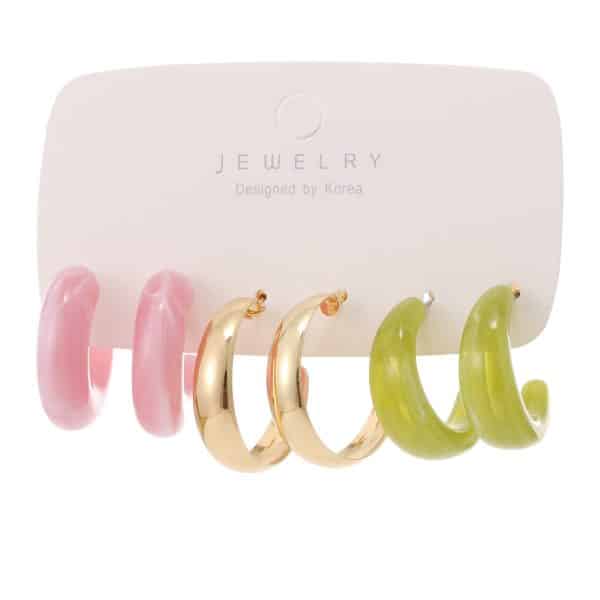Fashion Punk C-shaped Circle Pearl Set Earrings
