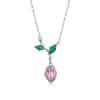 Bud Flower Necklace Earrings Jewelry Set