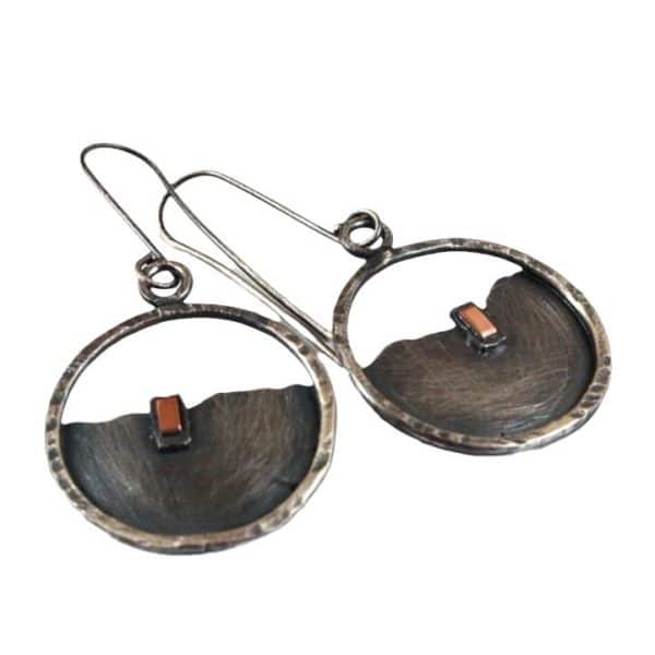 Mid-ancient Hollow Circle Metal Drop Earrings Inlaid Earrings