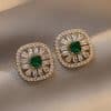 Emerald Drop Earrings S925 Silver Needle Pearl