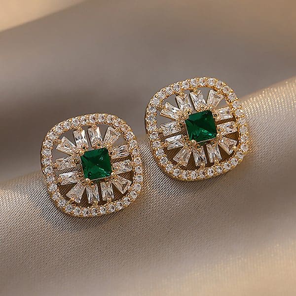 Emerald Drop Earrings S925 Silver Needle Pearl