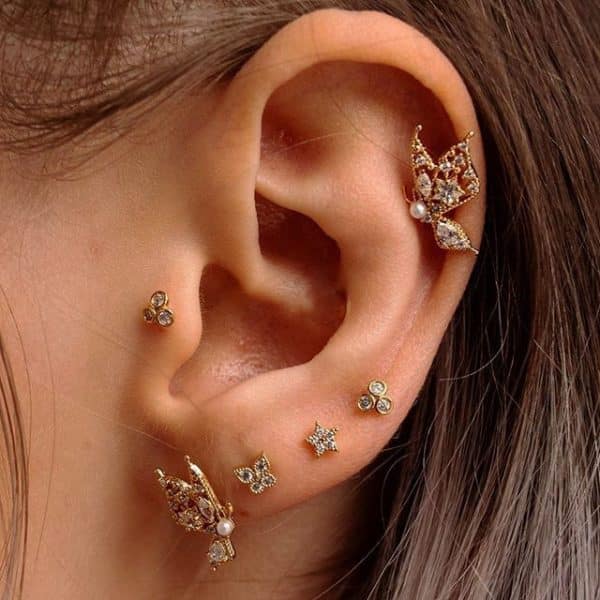 Alloy Temperament Pearl Earrings Exquisite Butterfly 6 Piece Set