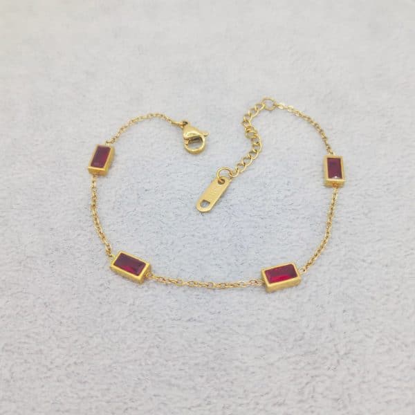 European And American Fashion Cool Colorful Rectangular Gem Bracelet