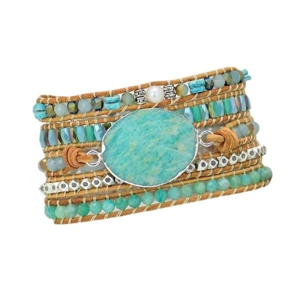 Cut Angle Tianhe Stone Cowhide Woven Bracelet