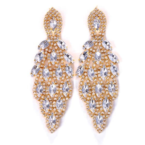 Colorful Crystals Water Drop Earrings Exaggerated Shiny