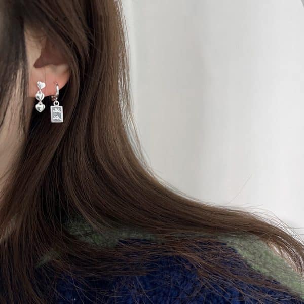 Sweet And Cool Six-piece Earring Set Black Heart