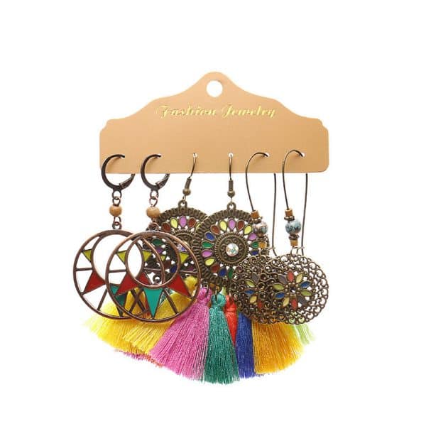Tassel Earrings Exaggerating Circle Earrings Multiple Pieces Set
