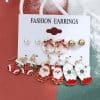 Christmas Snowman Cane Stud Earrings Combination Set