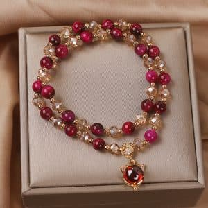 Ins Natural Rose Tigereye Crystal Bracelet
