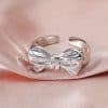 Brass Gold-plated Colorfast Simple Personality Bowknot Open Ring For Women