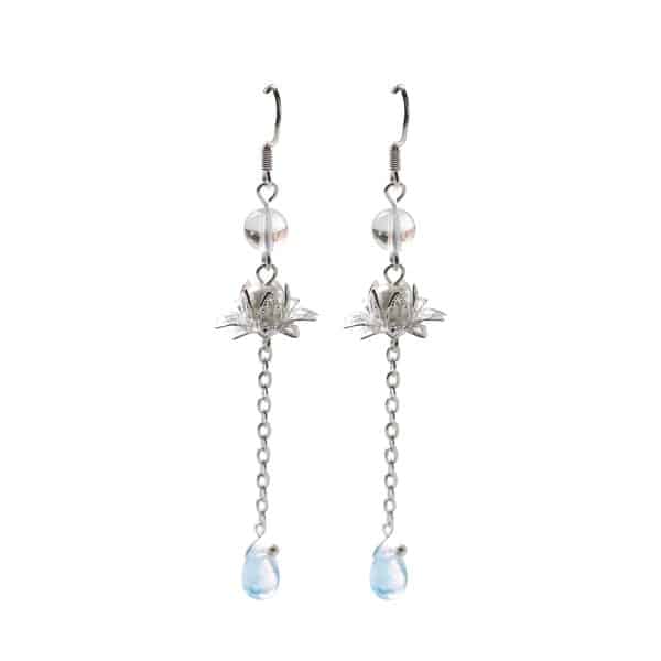 Women's Lotus Water Drop Fringe Earrings