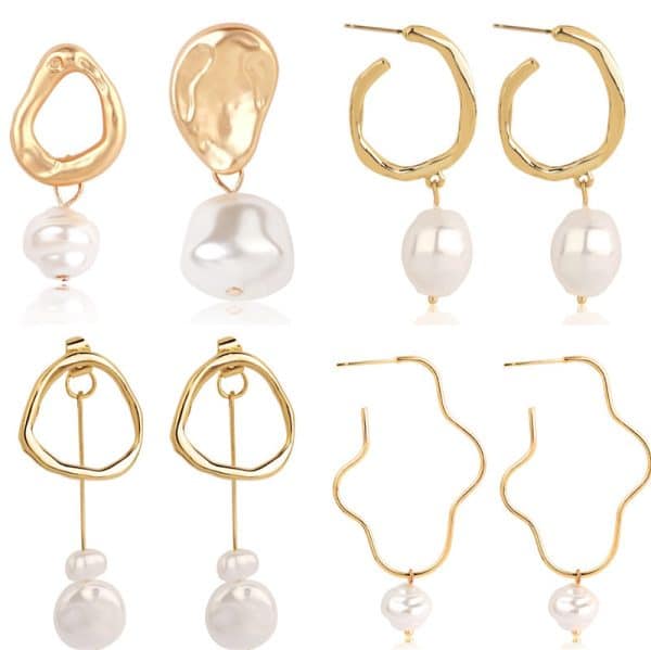 Ladies European And American Pearl Earrings Set Of 4