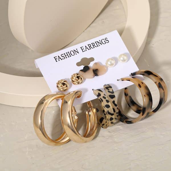 Personalized Metal Three Tube Fried Dough Twist Earring Set 6 Pieces