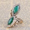 Bohemian Retro Ruby And Emerald Gold-plated Diamond Ladies Ring