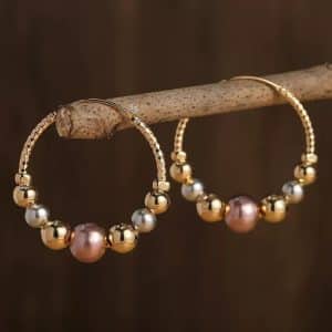 Large Circle Retro Fashion CCB Pearl Earrings
