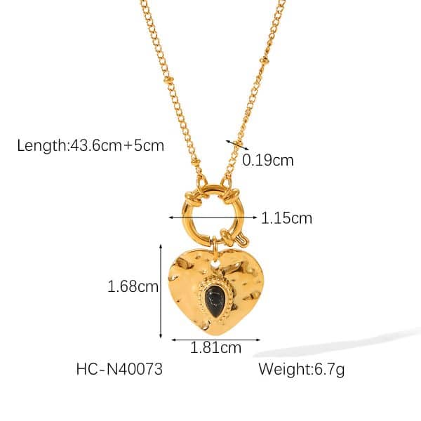 French Style Vintage Court Style Titanium Steel Heart Pendant Necklace For Women