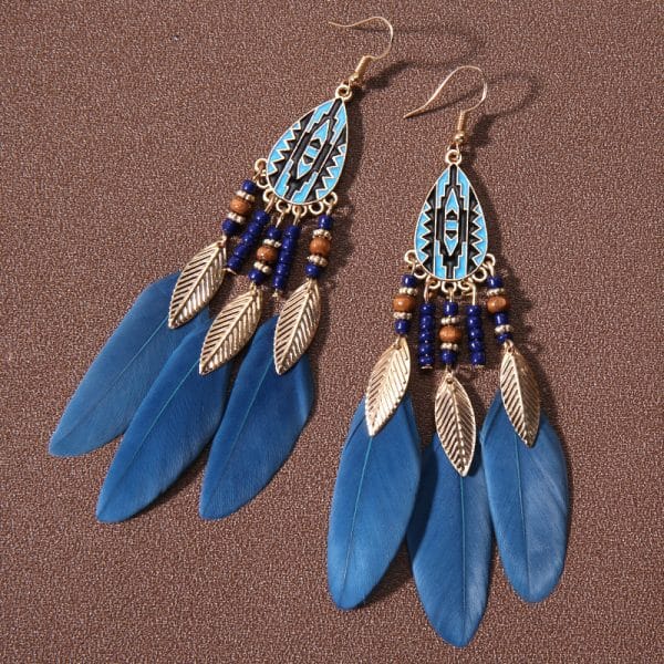 Water Drop Tassel Feather Earrings Female