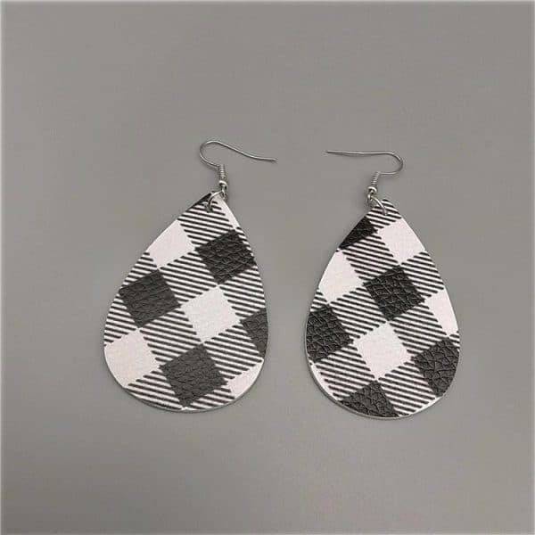 Duplex Printing Drop-shaped Leather Earrings