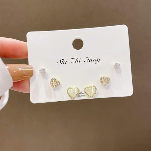 Women's Fashion Simple Silver Pin Earrings Set