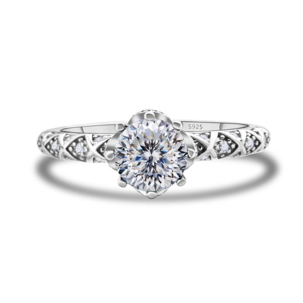925 Sterling Silver Moissanite Ring Women's Pt950 Gold-plated Vine Winding Light Luxury