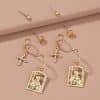Hot selling hip-hop street accessories in Europe and America, diamond cross portrait tag earrings set earrings