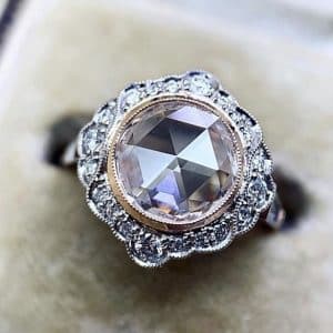 Rose Gold Two-tone Ring Alloy Inlaid Moissanite Women's Hand Jewelry